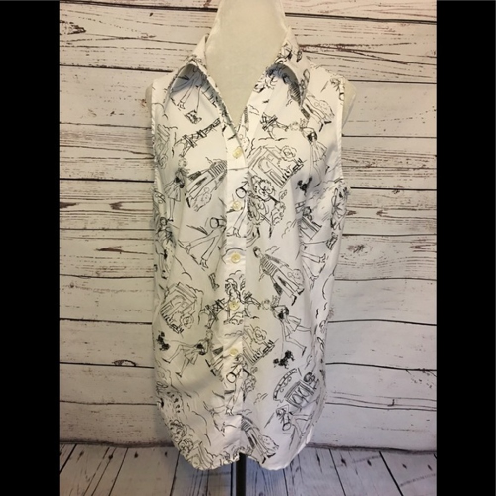 Dress Barn White and Black Button Down Shirt